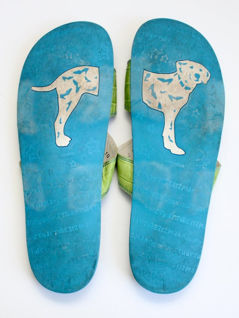 Stuart Weitzman Puppy Luv Green Croc Jelly Rhinestone Buckle Strap Sandals sz 10 - Picture 5 of 5